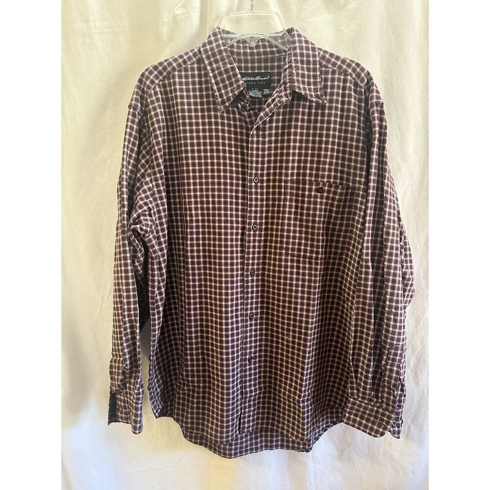 Eddie Bauer Men’s Plaid Button-Up Shirt – Size Medium
